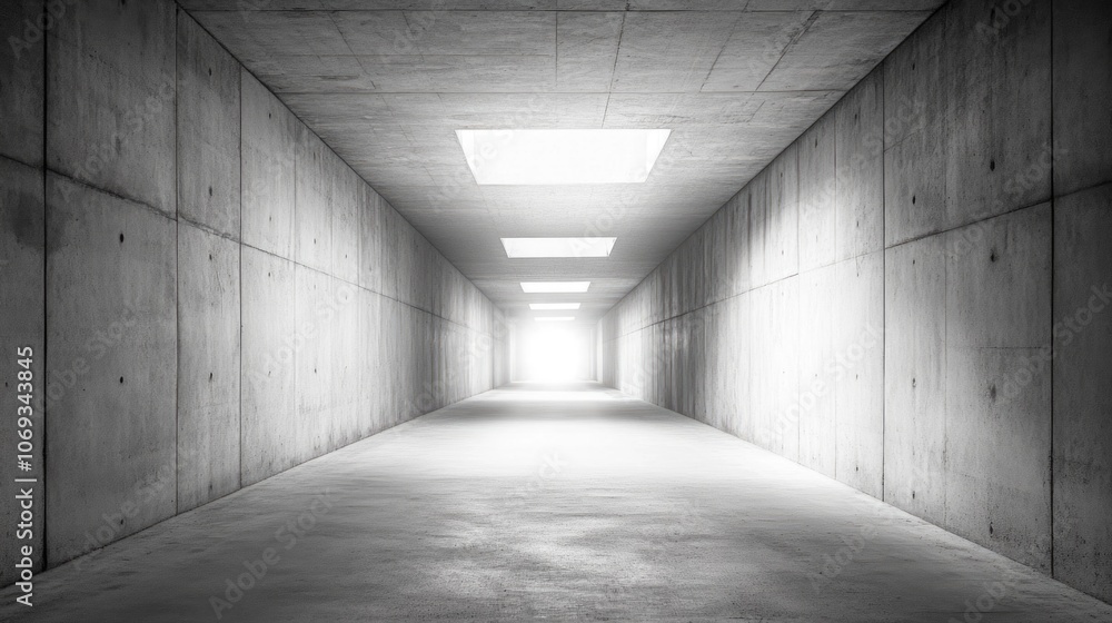 Poster a long hallway with a skylight in the middle, suitable for architectural or design uses