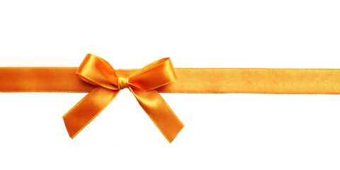 a orange ribbon with a bow isolated on a white background.AI GENERATED