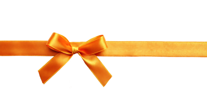 a orange ribbon with a bow isolated on a white background.AI GENERATED