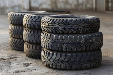 Stacked Tires in an Industrial Setting