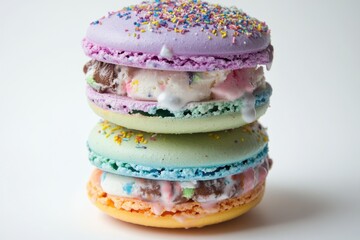 A fun ice cream sandwich made with colorful macarons