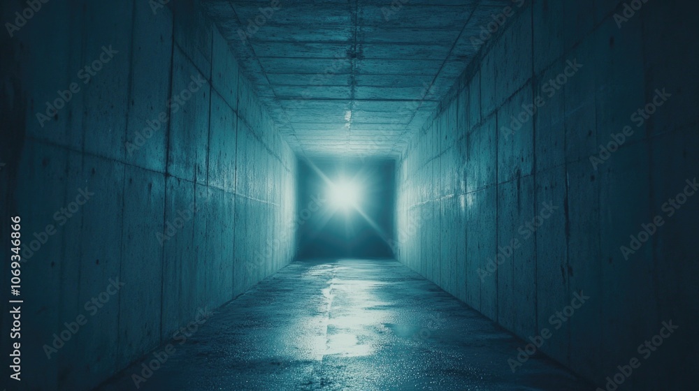 Poster a dark tunnel with a light at the end