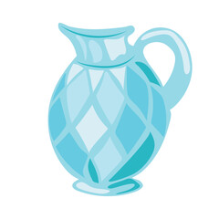 Magic blue crystal jar in flat design. Fantasy weapon, witchcraft flask. Vector illustration isolated.