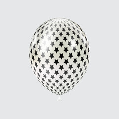 3D Black White balloon. Realistic glossy balloons. Star pattern.