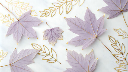 Fototapeta premium Delicate Purple Leaves with Golden Accents