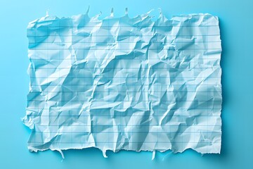 Obraz premium Crumpled blue paper texture background. Minimalist design with creased surface and wrinkles. Abstract art concept for backdrop, banner, and template with copy space for text