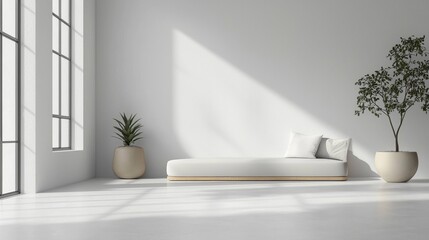 Minimalist lounge space with natural light