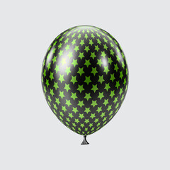 3D Black Green balloon. Realistic glossy balloons. Star pattern.