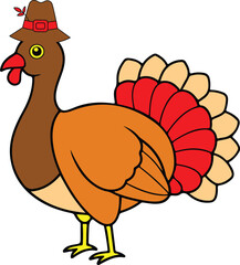 Turkey Thanksgiving clip art design on plain white transparent isolated background for card, shirt, hoodie, sweatshirt, apparel, card, tag, mug, icon, poster or badge