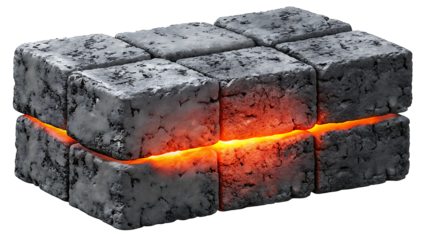 a stack of lava bricks isolated on white background.AI GENERATED