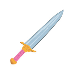 Magic sword weapon in flat design. Fantasy hero fighting and protection tool. Vector illustration isolated.