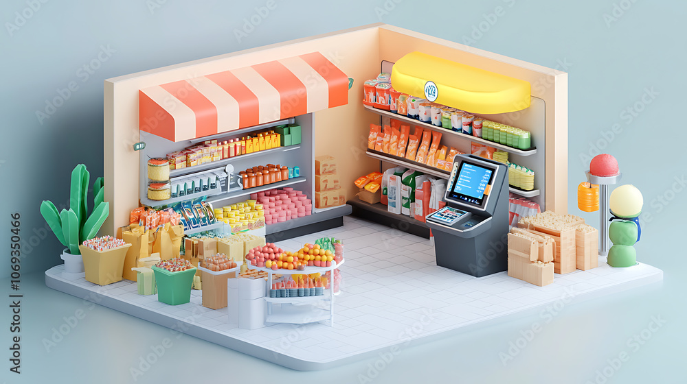 Poster a 3d version of a store that has a POS system