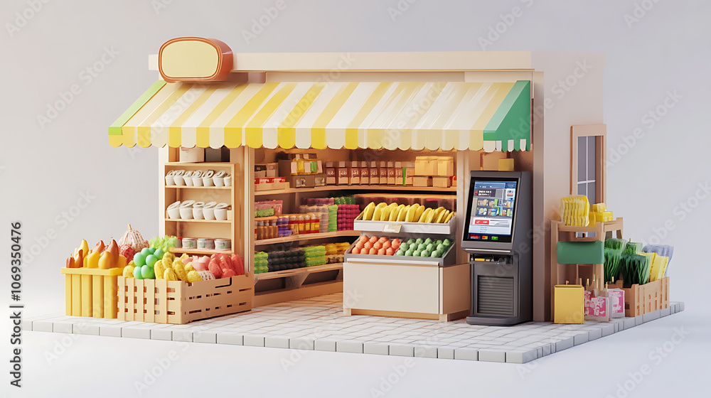 Aufkleber a 3d version of a store that has a pos system