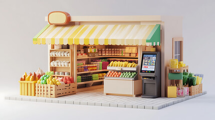 Fototapeta premium a 3d version of a store that has a POS system