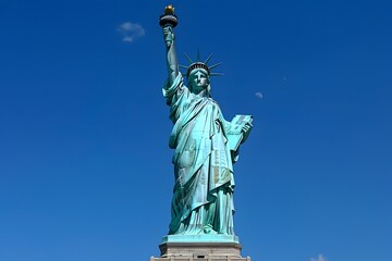 Fototapeta premium Iconic Statue of Liberty Against a Clear Blue Sky