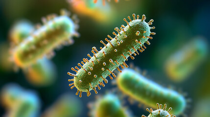 Naklejka premium Viruses under microscope, Bacteria virus