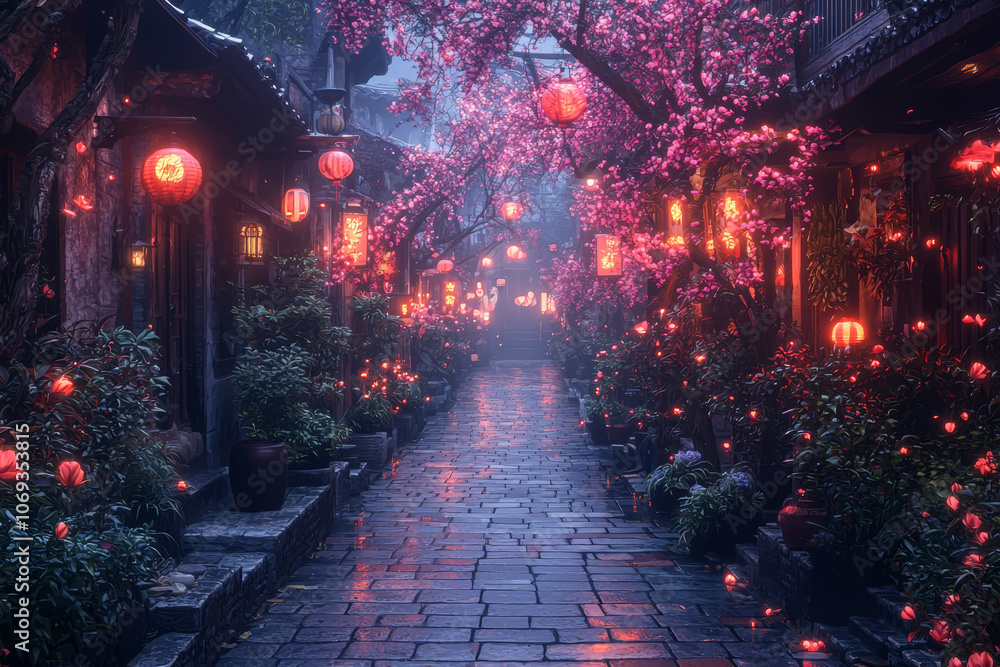 Canvas Prints images of quiet alleyways with softly glowing lights create a sense of intrigue and mystery in urban
