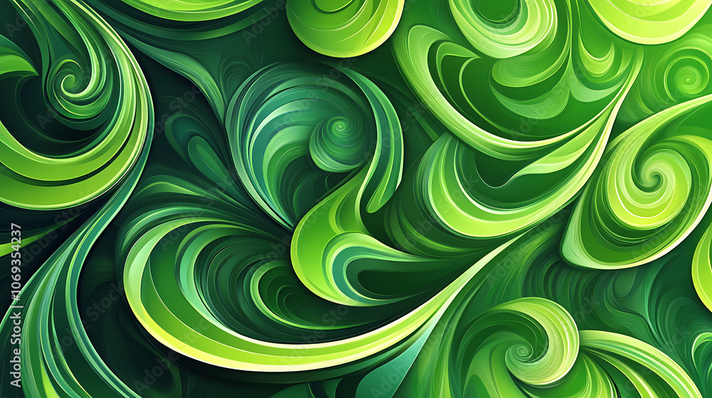 Poster seamless modern abstract background with green swirls in modern and futuristic style
