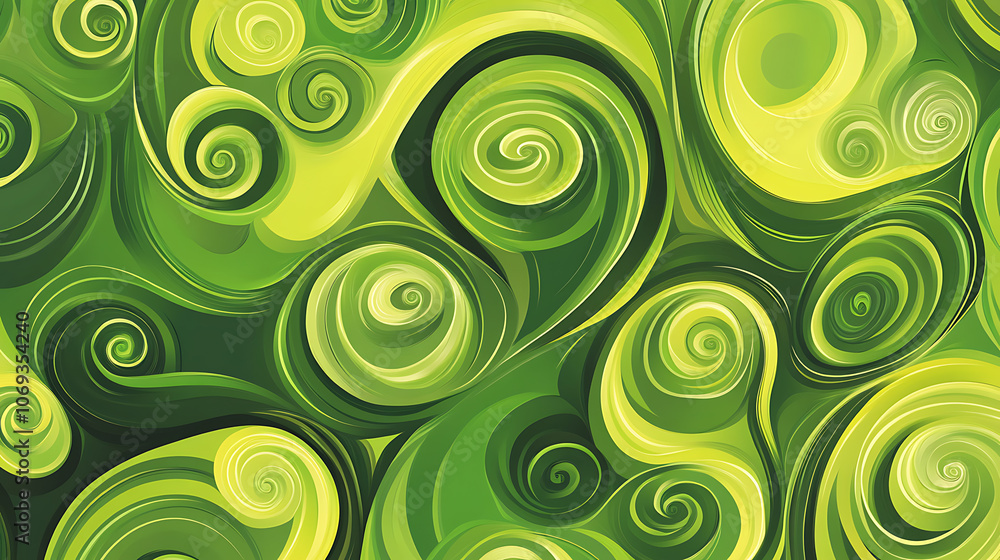 Poster seamless modern abstract background with green swirls in modern and futuristic style