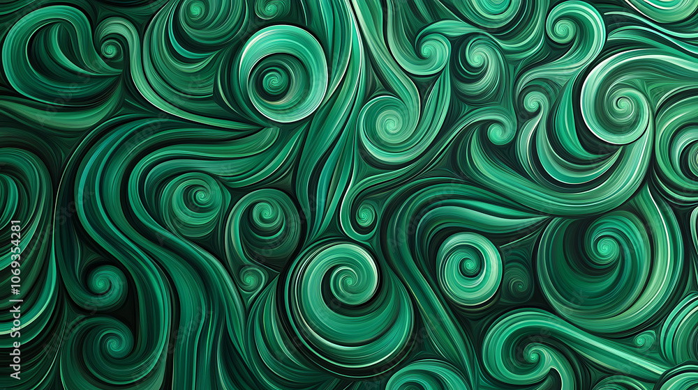 Aufkleber seamless modern abstract background with green swirls in modern and futuristic style