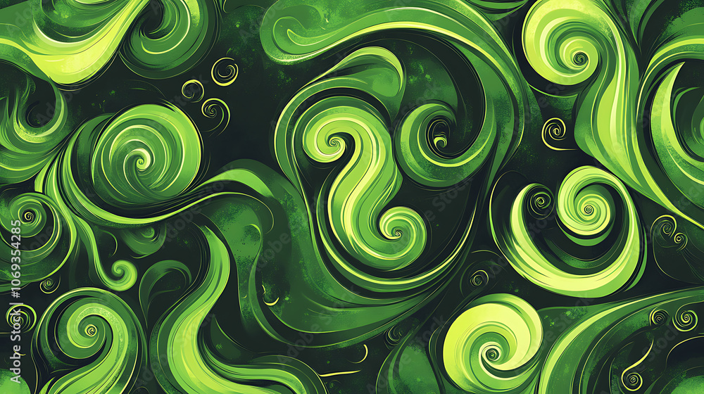 Poster seamless modern abstract background with green swirls in modern and futuristic style