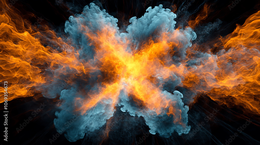 Poster vertical video, 3d smoke explosion shockwave effect and divergent wave isolated on black background,