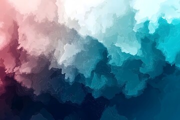 Obraz premium Abstract cloud formation in soft pastel shades of pink, white, and teal, creating a dreamy atmosphere filled with depth and fluidity.