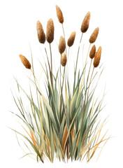 PNG Cattail bushes illustration watercolor cattails.