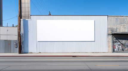 Obraz premium Street banner mockup PSD. Blank billboard on industrial wall in urban landscape