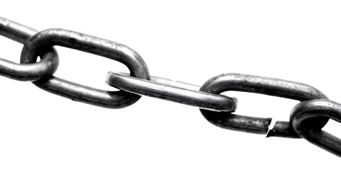 Obraz premium Broken metal chain isolated on a white background.AI GENERATED