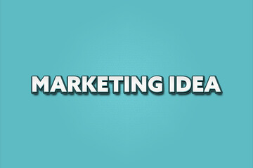 Marketing Idea. A Illustration with white text isolated on light green background.