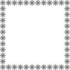 Snowflake square frame. Winter snowflake round border.