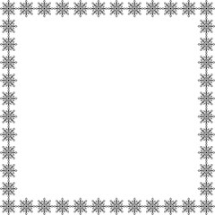 Snowflake square frame. Winter snowflake round border.