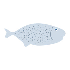 Abstract trout or salmon fish in flat design. Fishing industry aquaculture. Vector illustration isolated.