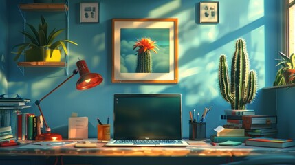 Modern Home Office with Sunbeams