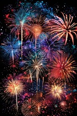 Fototapeta premium A burst of colorful fireworks exploding in the night sky