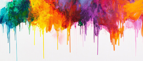 Fototapeta premium Abstract Colorful Dripping Paint on White Background Modern Art
