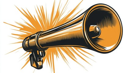 Fototapeta premium Megaphone broadcasting important news; vector illustration