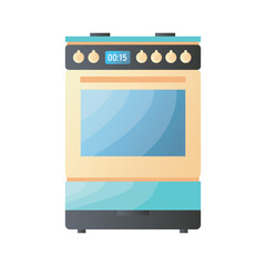 Kitchen stove with oven in flat design. Household electronic appliance. Vector illustration isolated.