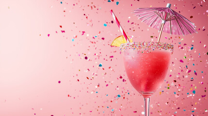 Pink Cocktail with Sparkles - Hen Party Invitation