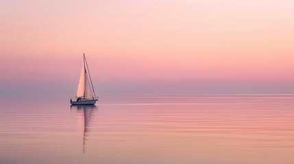 Fototapeta premium A sailboat on the calm sea