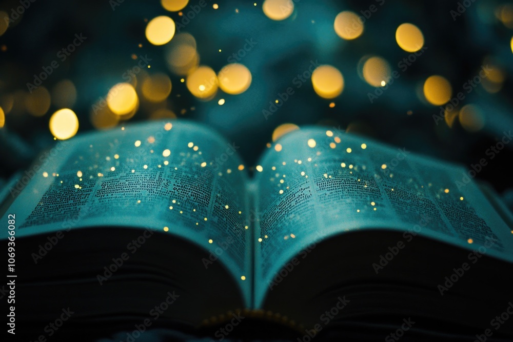 Aufkleber a personable open book placed on a table surface, perfect for reading or displaying