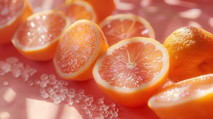 Citrus Fruit Still Life with Crystal Reflection