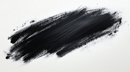 Obraz premium Abstract black paint brushstroke with fading texture on white