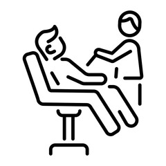 A linear icon of a person getting tattoo