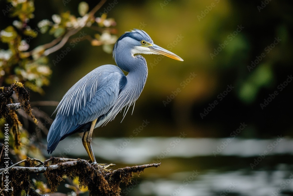 Poster a bird with a distinctive long beak perched on a tree branch