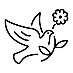 Flying bird tattoo icon in line style 