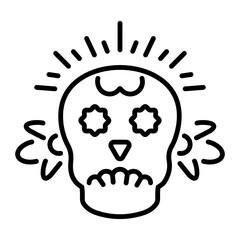 Skull tattoo icon in linear style 