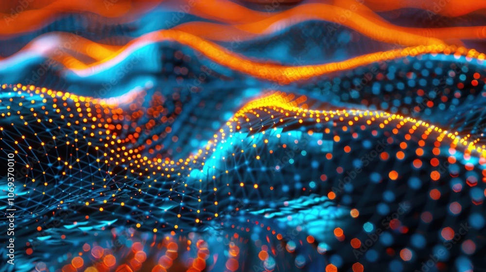 Poster an artificial wave created by a computer, suitable for illustrations on technology or innovation the