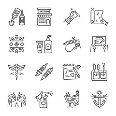 Collection of Tattoo Art Linear Icons 

